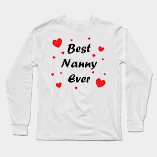 Best nanny ever heart doodle hand drawn design Long Sleeve T-Shirt